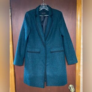 Banana Republic Textured Dark Green Black Peacock Coat Petite Small